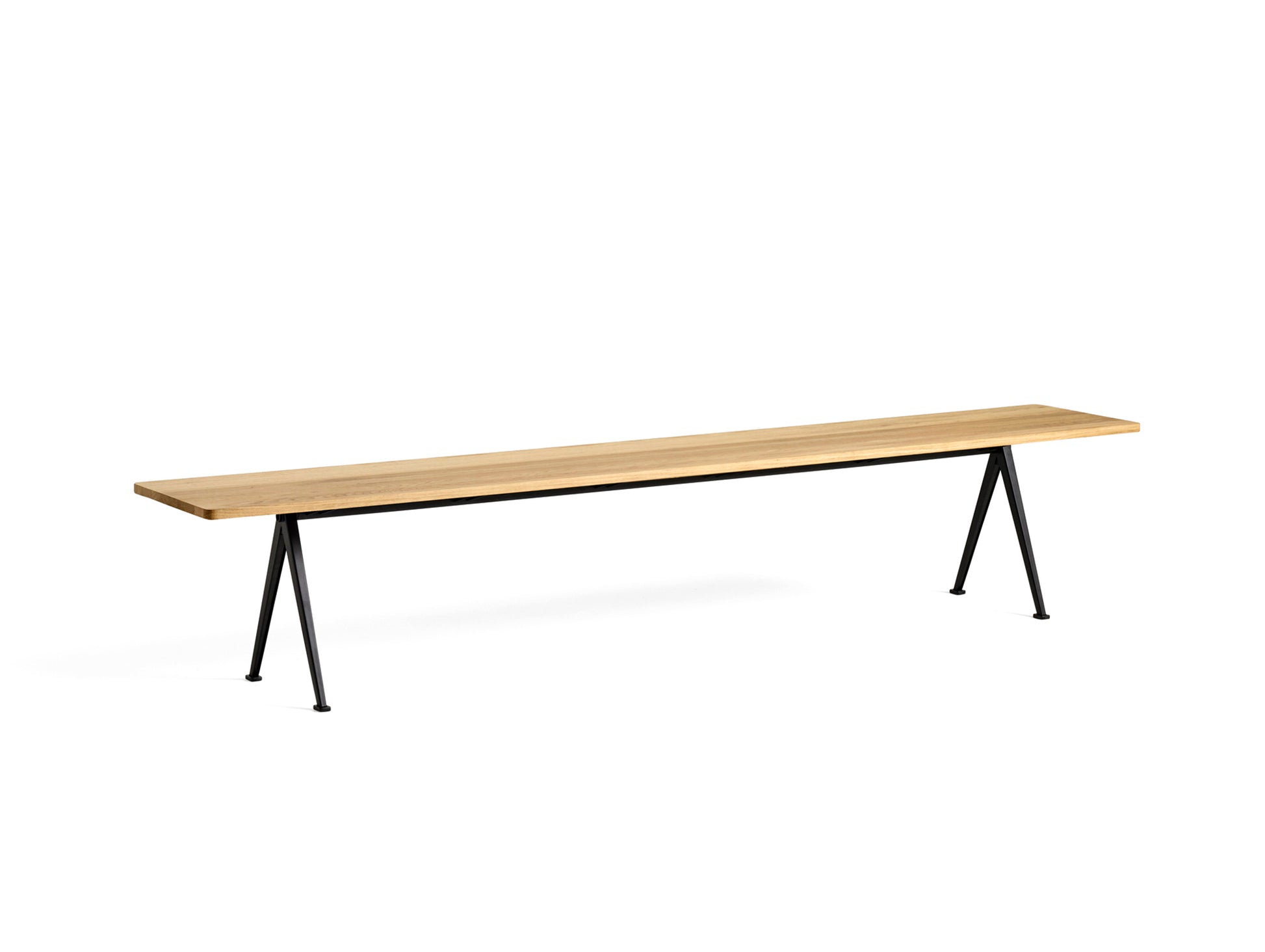 Pyramid Bench 12 by HAY - 250 cm / Black Base / Clear Lacquered Oak