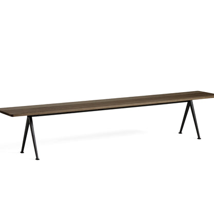 Pyramid Bench 12 by HAY - 250 cm / Black Base / Oiled Smoked Oak