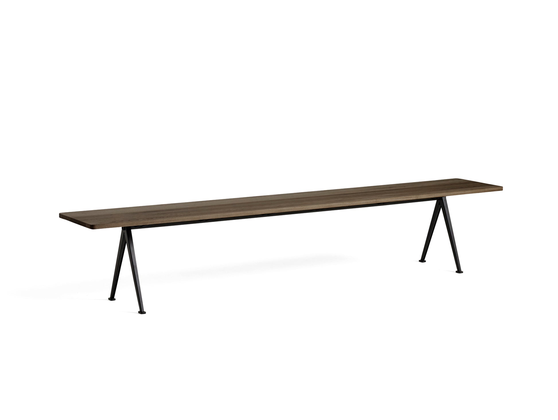 Pyramid Bench 12 by HAY - 250 cm / Black Base / Oiled Smoked Oak