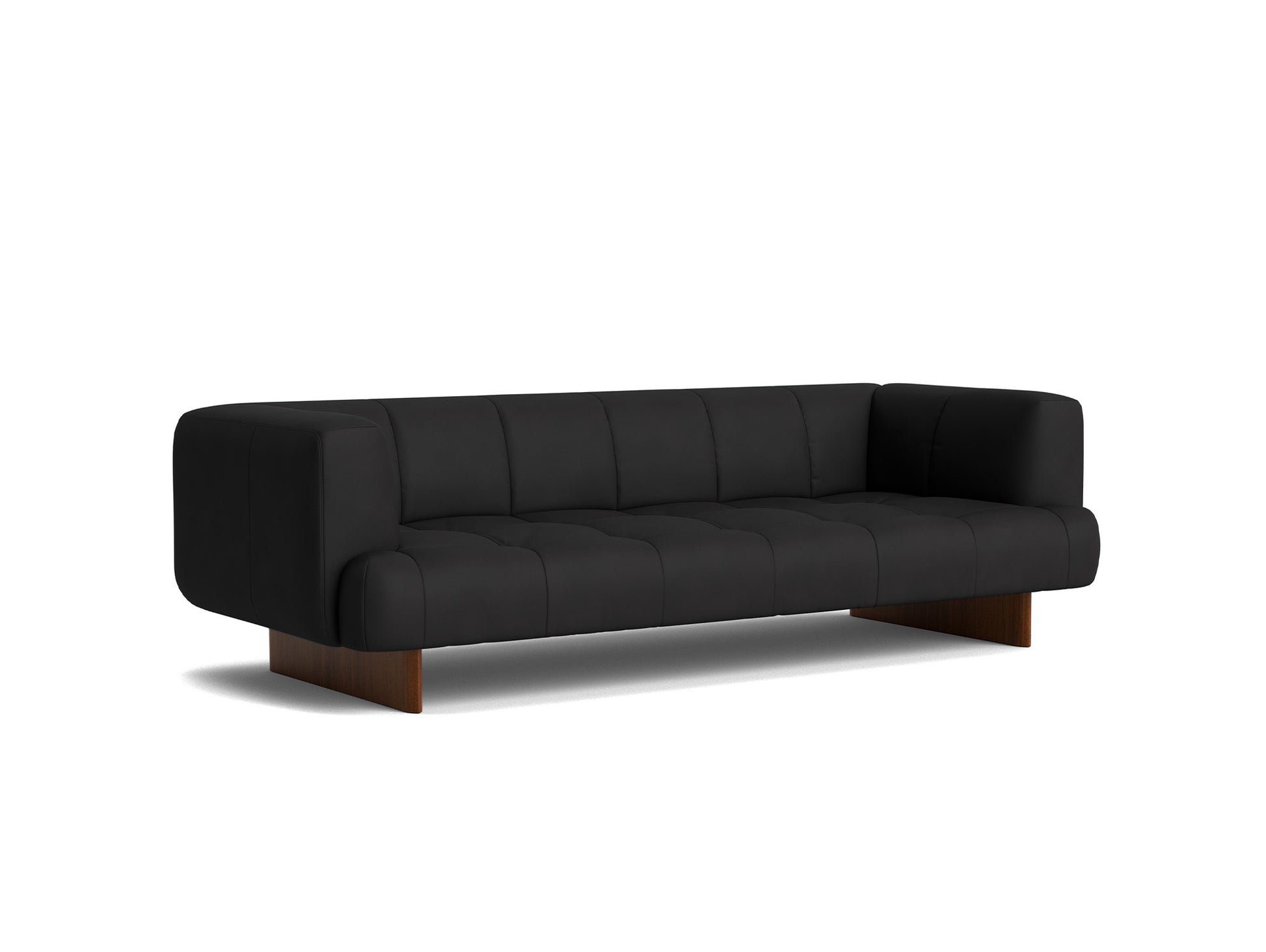 Quilton Lift 3-Seater Sofa by HAY - Lacquered Walnut Base / Black Sense Leather