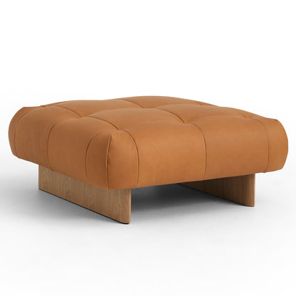 Quilton Lift Ottoman by HAY - Lacquered Oak / Sense Cognac Leather