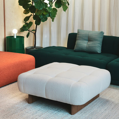 HAY Quilton Lift Ottoman / Turf Cream Upholstery / Walnut Base