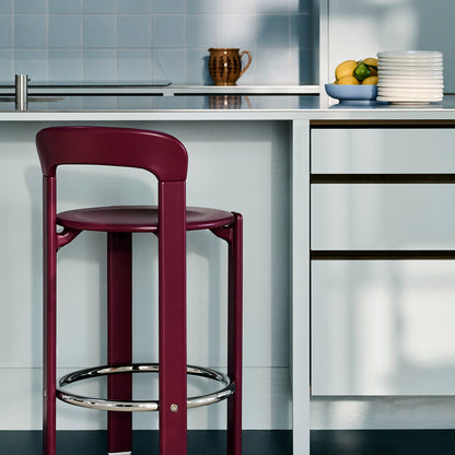 Rey Bar Stool by HAY - H65 / Grape Red Lacquered Beech 