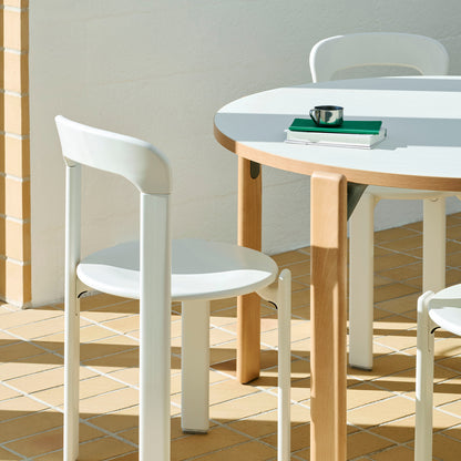 Rey Dining Table by HAY - Ivory White Laminate Tabletop / Golden Beech Frame