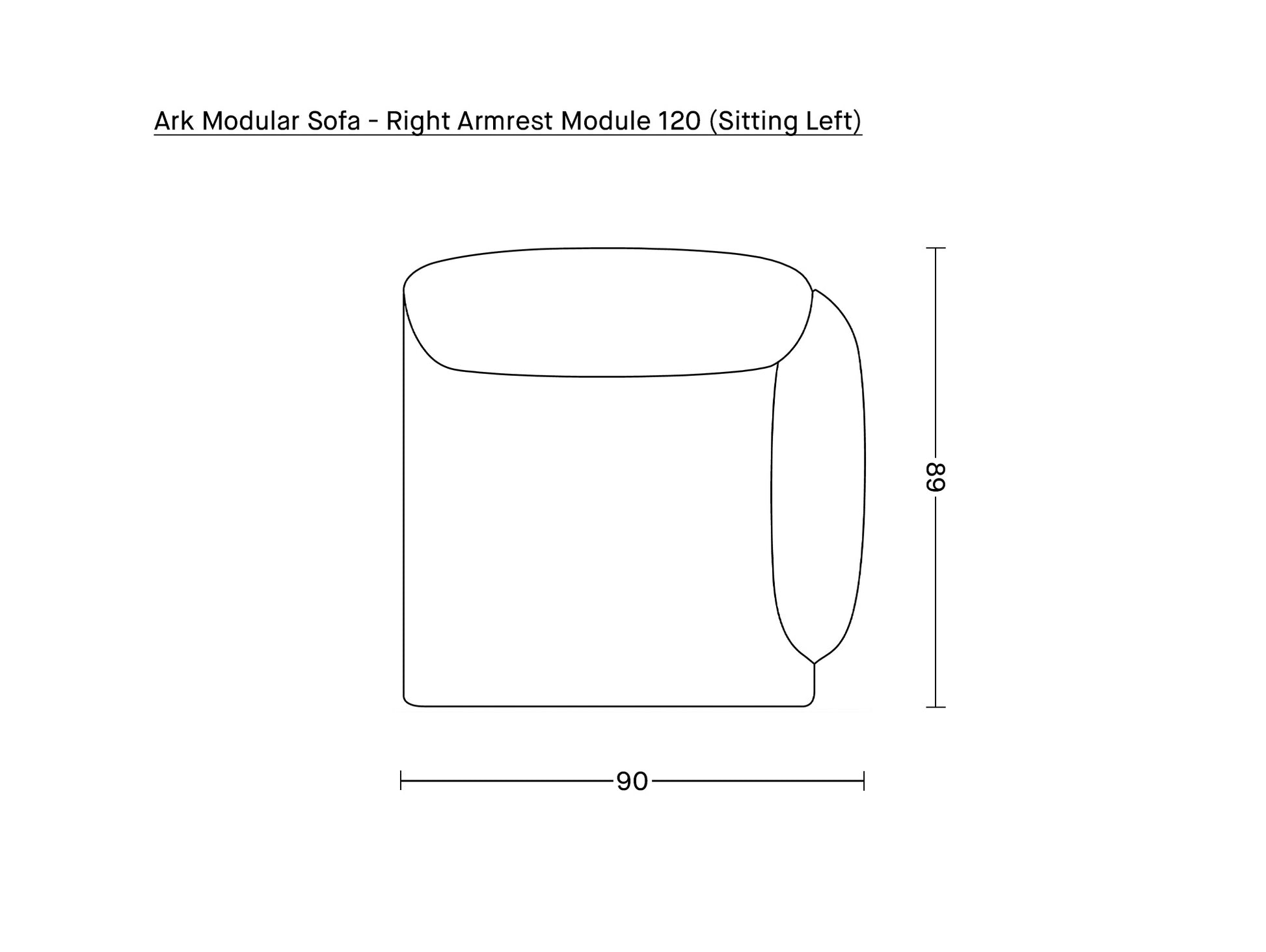 Ark Modular Sofa - Individual Modules by Normann Copenhagen / Right Armrest Module 120 (Sitting Left)