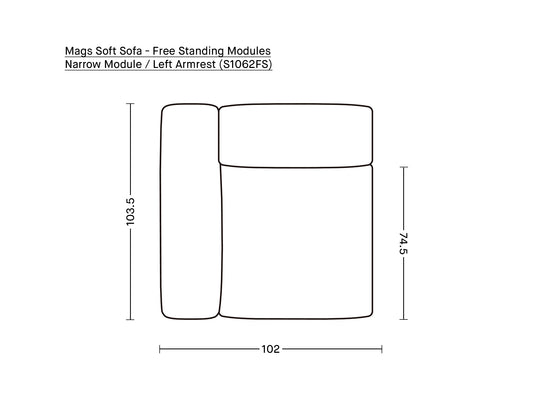 Mags Soft Sofa - Free Standing Modules by HAY / Narrow Module / Left Armrest (S1062FS)