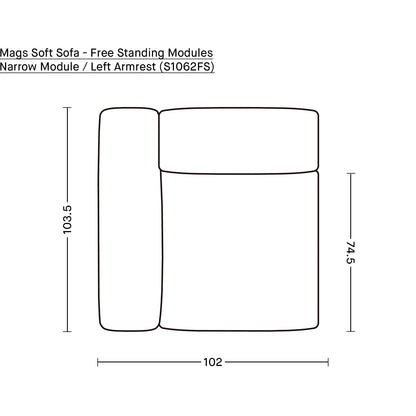 Mags Soft Sofa - Free Standing Modules by HAY / Narrow Module / Left Armrest (S1062FS)
