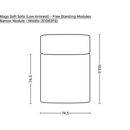 Mags Soft Sofa (Low Armrest) - Free Standing Modules by HAY / Narrow Module / Middle (S1063FS)