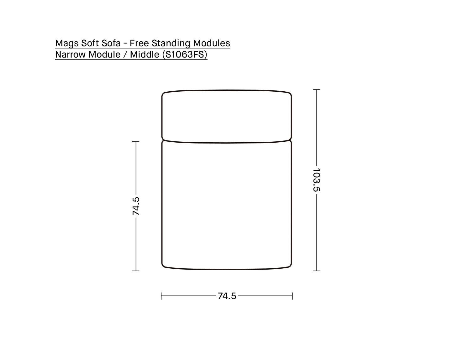 Mags Soft Sofa - Free Standing Modules by HAY / Narrow Module / Middle (S1063FS)