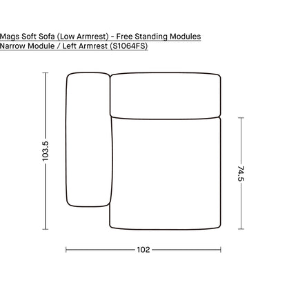 Mags Soft Sofa (Low Armrest) - Free Standing Modules by HAY / Narrow Module / Left Armrest (S1064FS)