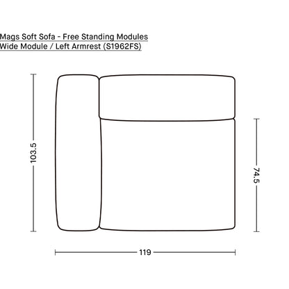 Mags Soft Sofa - Free Standing Modules by HAY / Wide Module / Left Armrest (S1962FS)