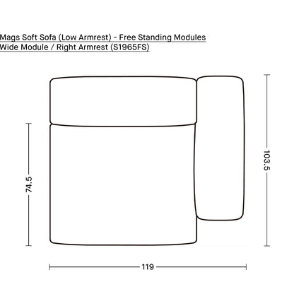 Mags Soft Sofa (Low Armrest) - Free Standing Modules by HAY / Wide Module / Right Armrest (S1965FS)