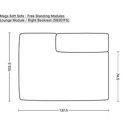 Mags Soft Sofa - Free Standing Modules by HAY / Lounge Module / Right Backrest (S9301FS)