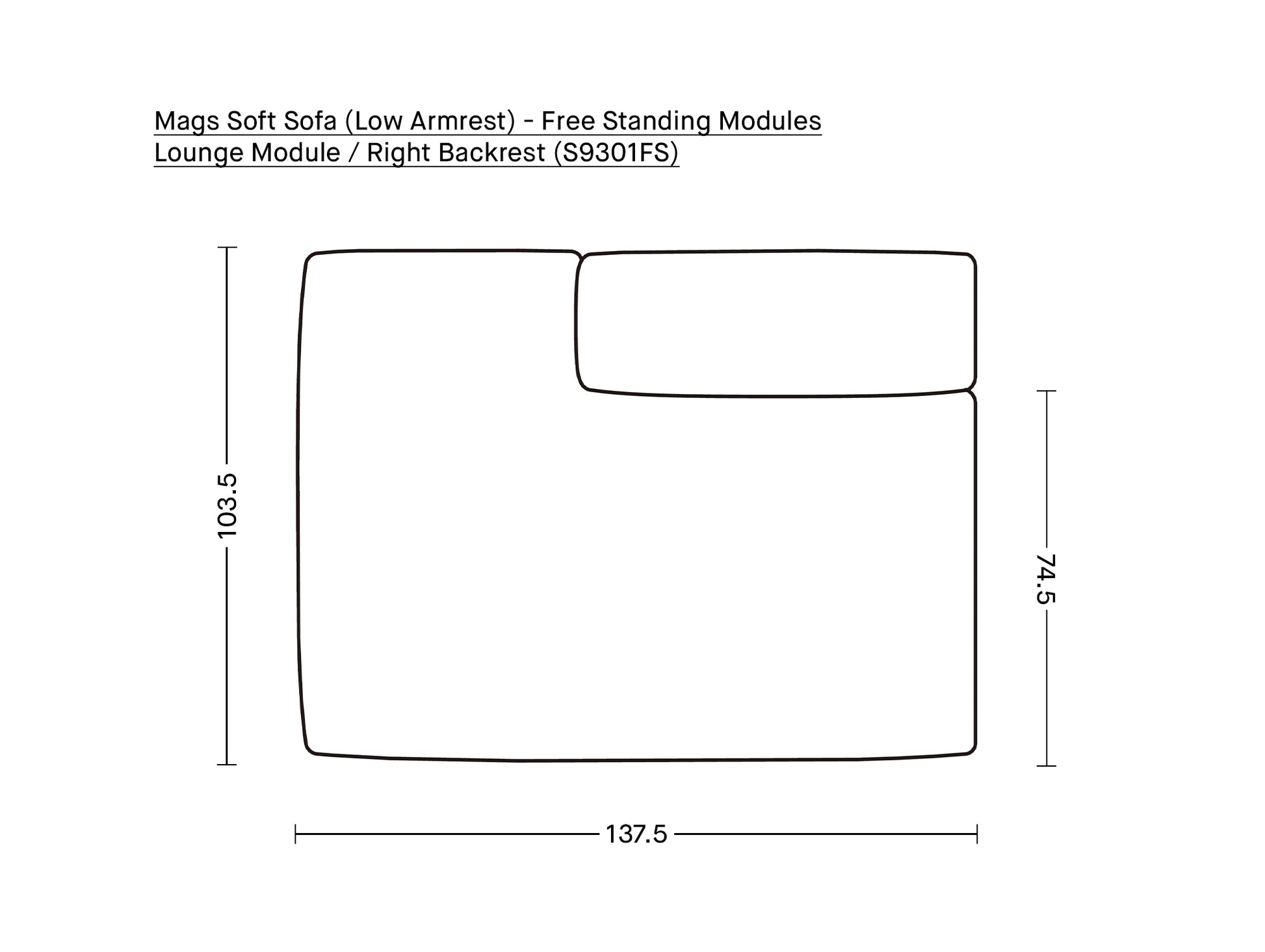 Mags Soft Sofa (Low Armrest) - Free Standing Modules by HAY / Lounge Module / Right Backrest (S9301FS)