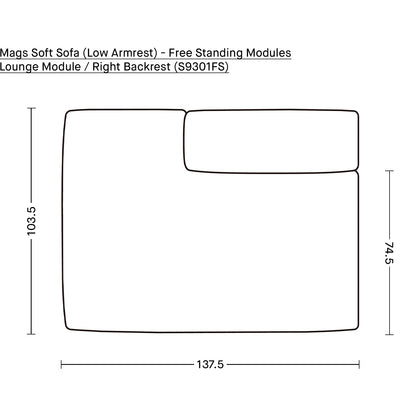 Mags Soft Sofa (Low Armrest) - Free Standing Modules by HAY / Lounge Module / Right Backrest (S9301FS)