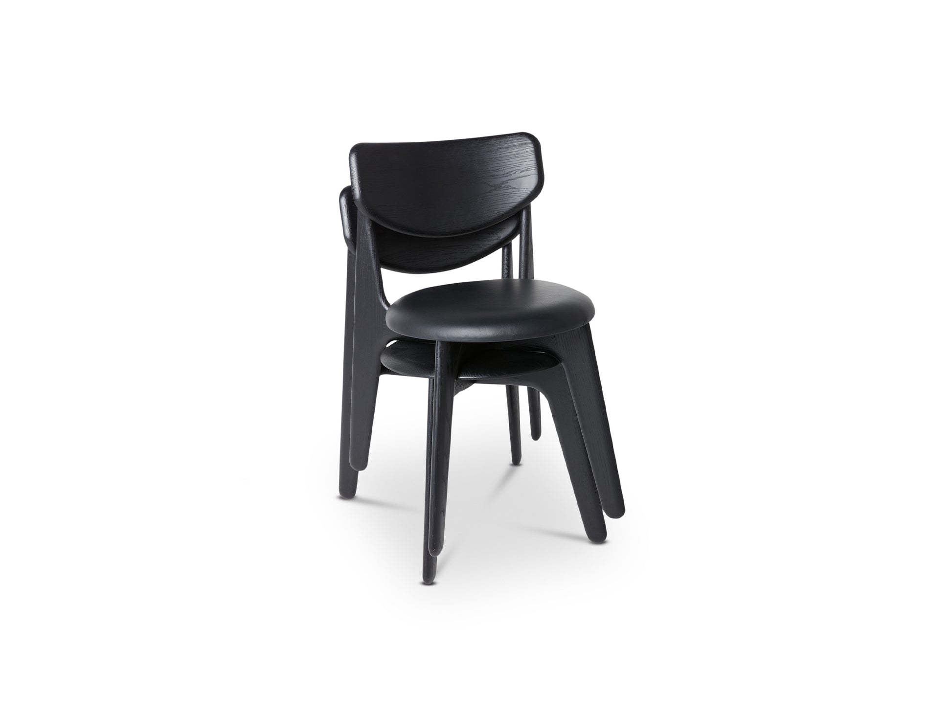 Slab Dining Chair Upholstered by Tom Dixon - Black Lacquered Oak / Black Leather