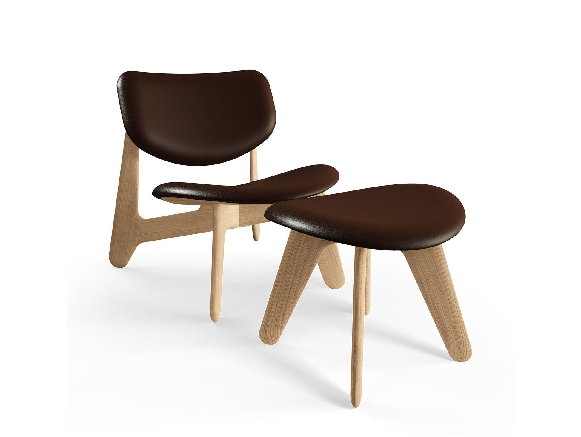 Slab Lounge Chair by Tom Dixon - Natural Oak / Leather Choko