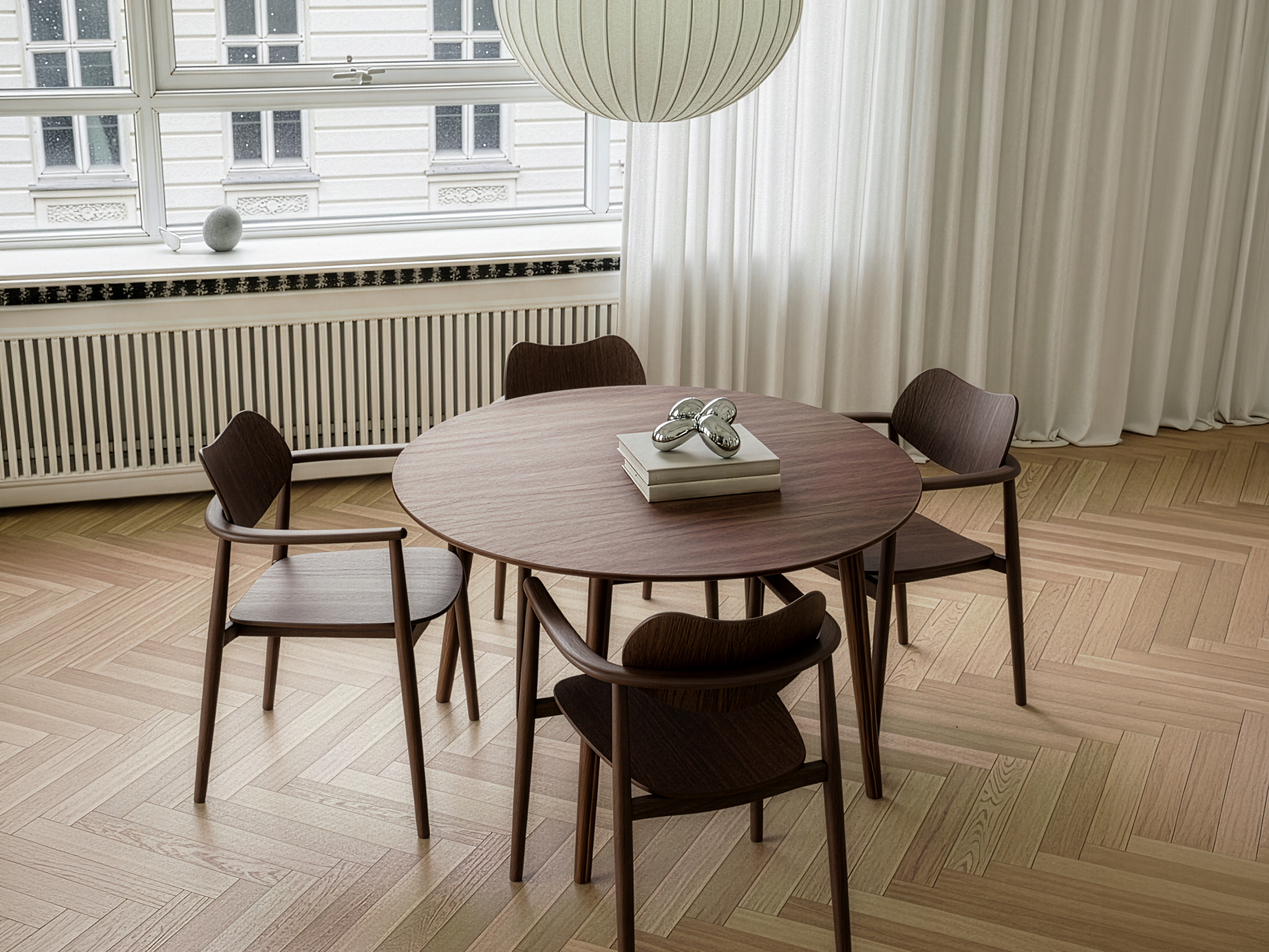 Salon Extendable Table - Round by Ro Collection - Smoked Oiled Oak / Length: 120 cm (Without Extension Plates)