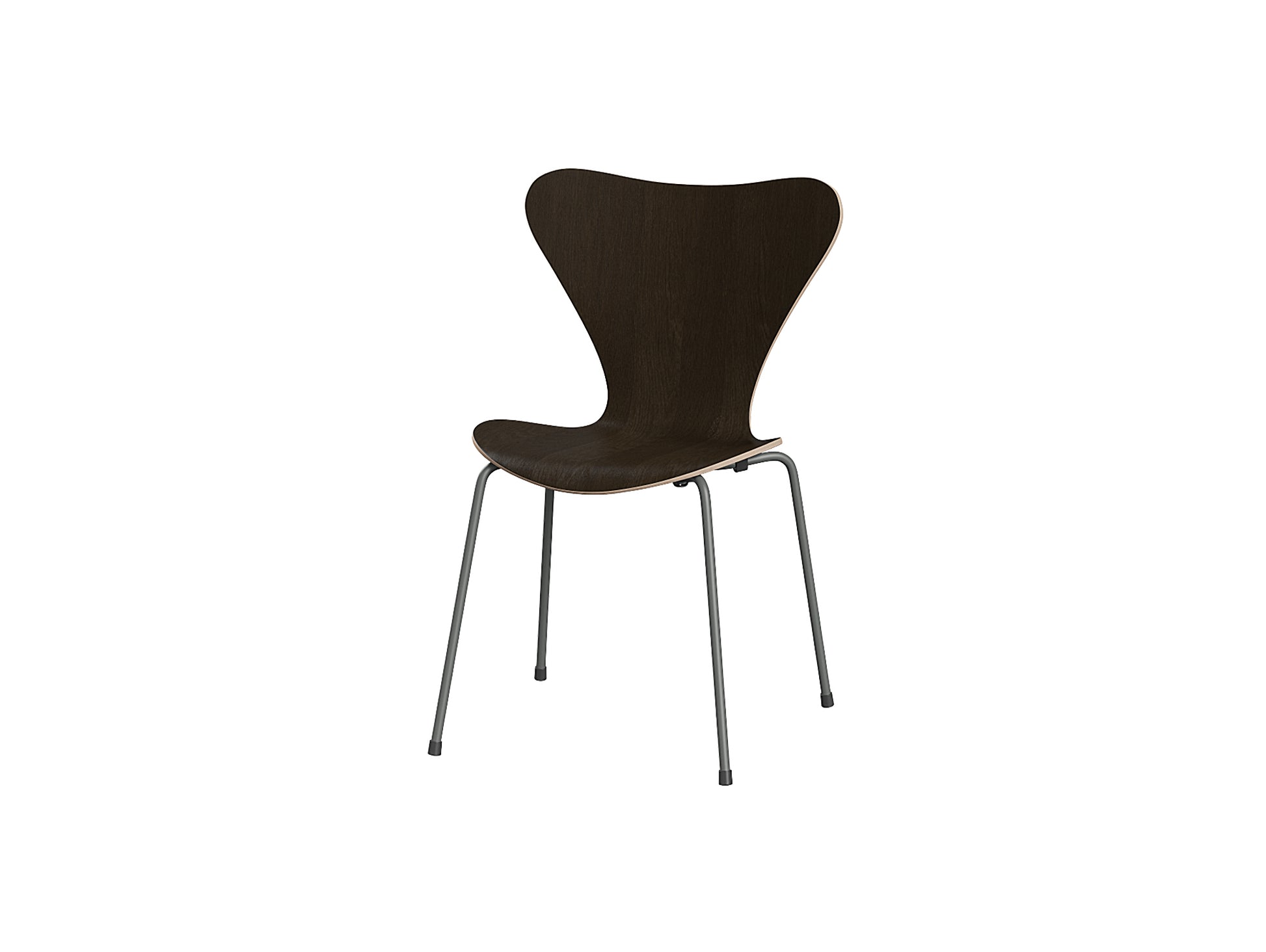 Series 7 Dining Chair (Clear Lacquered Wood) by Fritz Hanse - Dark Stained Oak / Silver Grey Steel