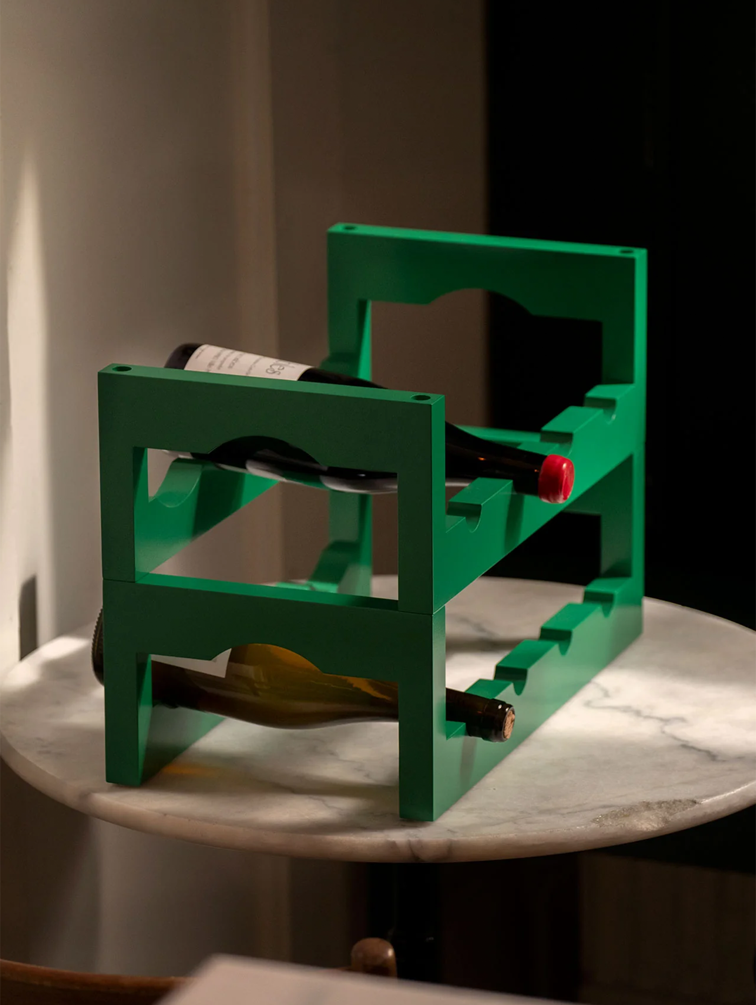 Silo Wine Rack by Massproductions - Pea Green Stained Ash