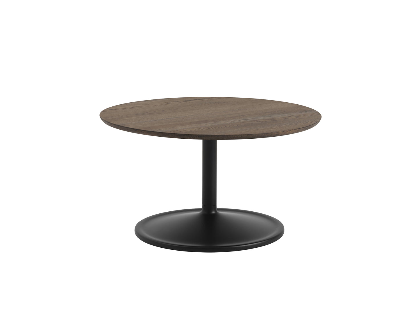 Soft Coffee Table by Muuto - D75/H42/Solid Smoked Oak Top / Black Aluminium Base