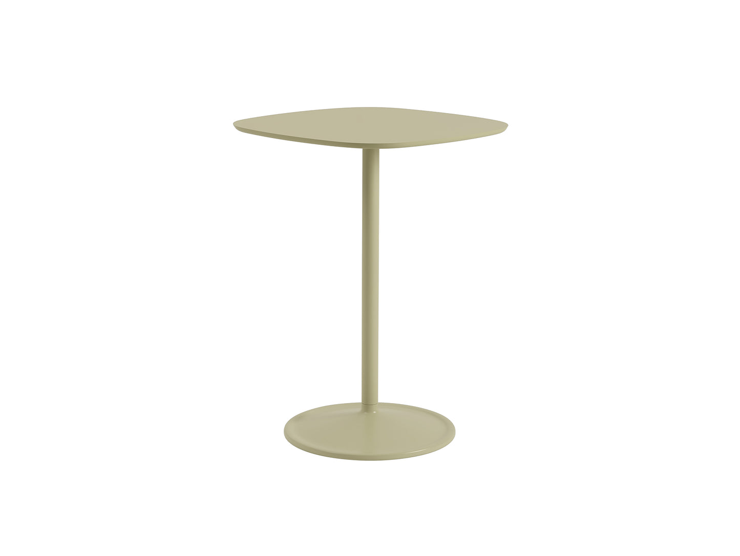 Soft Cafe Table by Muuto - Square (70x70 cm) / Height: 95 cm / Beige Green Laminate Top / Beige Green Aluminium Base