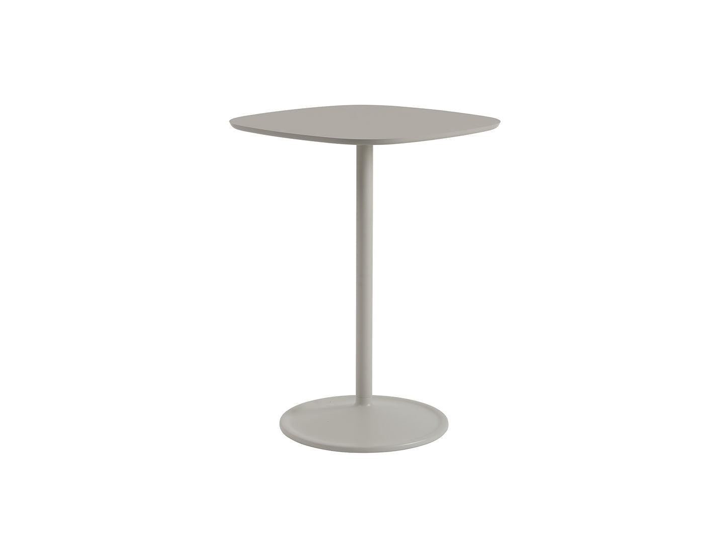 Soft Cafe Table by Muuto - Square (70x70 cm) / Height: 95 cm / Grey Linoleum Top / Grey Aluminium Base