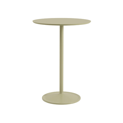 Soft Cafe Table by Muuto - Round (Diameter: 75 cm) / Height: 105 cm / Beige Green Laminate Top / Beige Green Aluminium Base