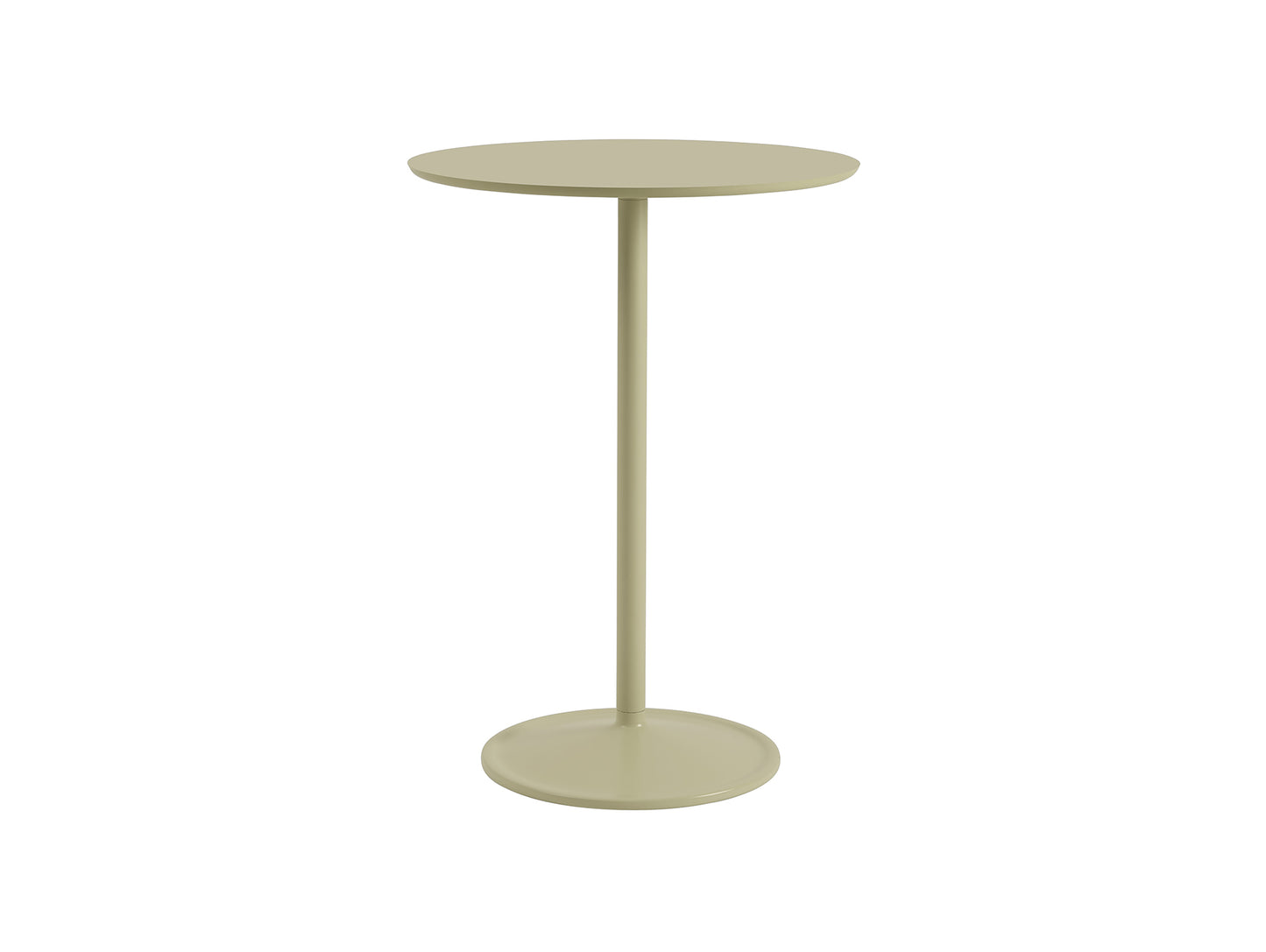 Soft Cafe Table by Muuto - Round (Diameter: 75 cm) / Height: 105 cm / Beige Green Laminate Top / Beige Green Aluminium Base