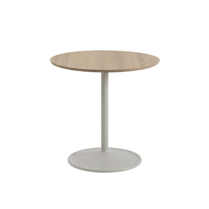 Soft Cafe Table by Muuto - Round (Diameter: 75 cm) / Height: 73 cm / Solid Oiled Oak Top / Grey Aluminium Base