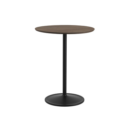 Soft Cafe Table by Muuto - Round (Diameter: 75 cm) / Height: 95 cm / Solid Dark Oiled Oak Top / Black Aluminium Base