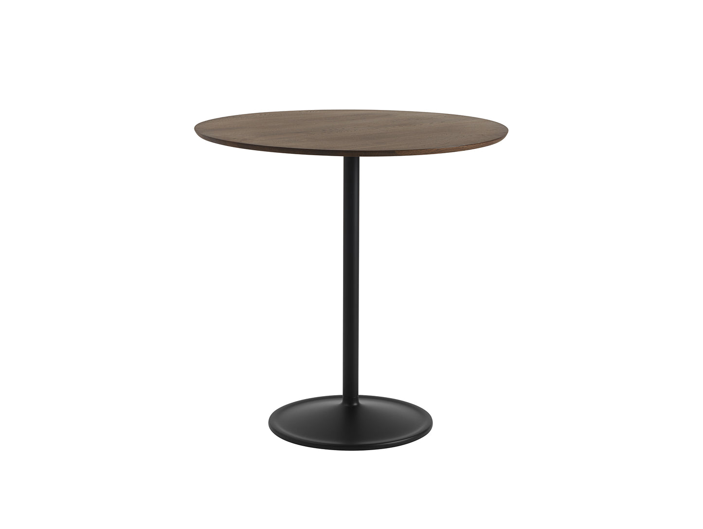 Soft Dining Table by Muuto -  D95 H95 / Solid Dark Oiled Oak Top / Black Aluminium Base