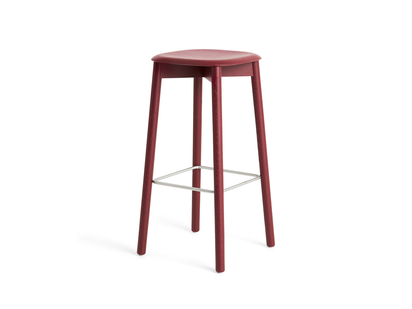 Soft Edge 82 Stool by HAY - H75 / Fall Red Lacquered Oak Base / Fall Red Oak Seat