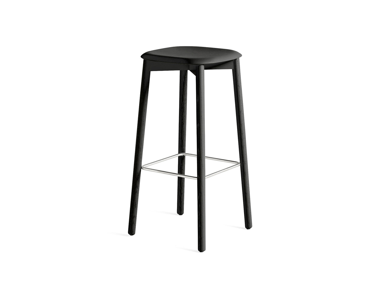 Soft Edge 82 Stool by HAY - H75 / Soft Black Lacquered Oak Base / Soft Black Oak Seat