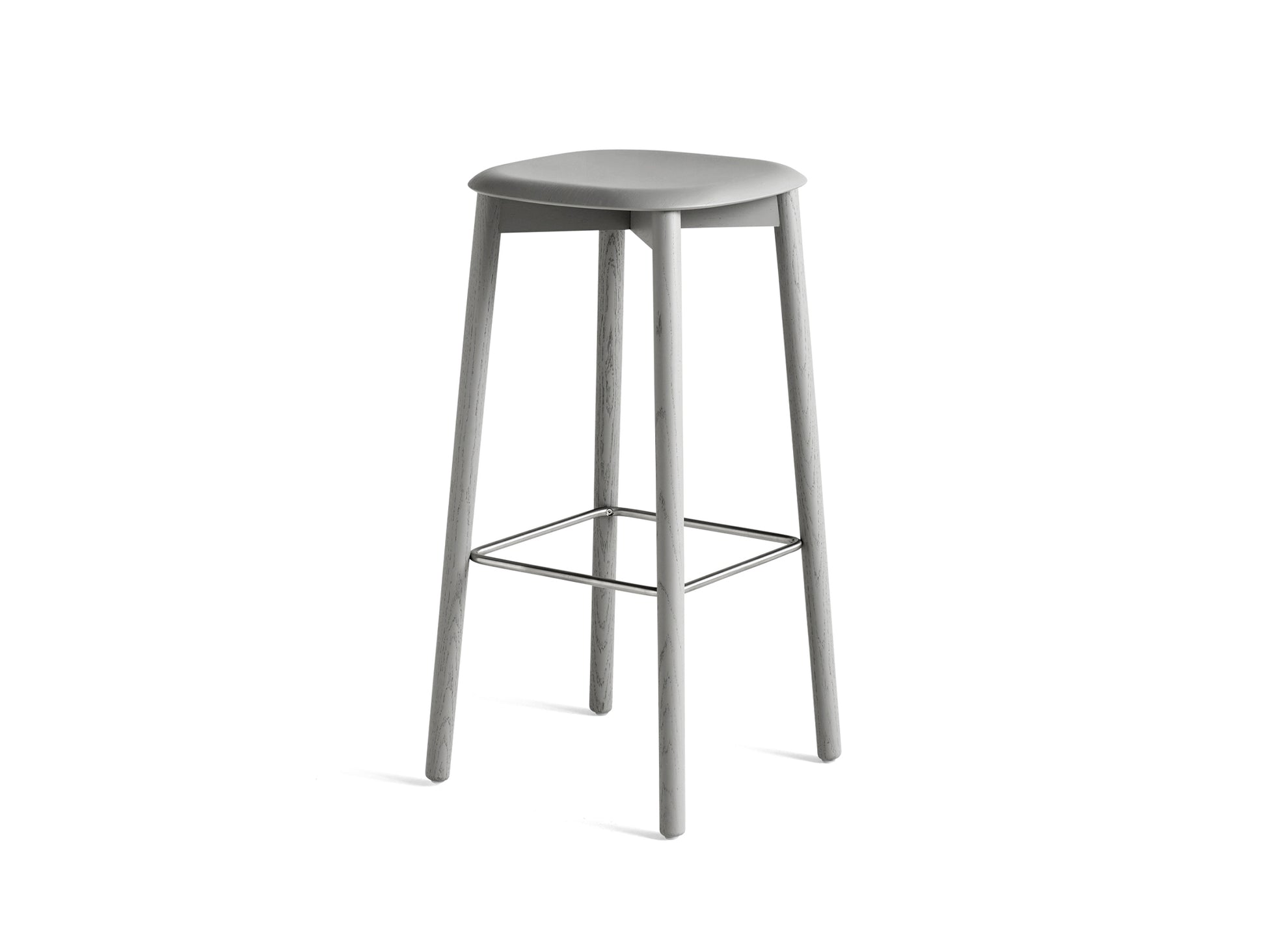 Soft Edge 82 Stool by HAY - H75 / Soft Grey Lacquered Oak Base / Soft Grey Oak Seat