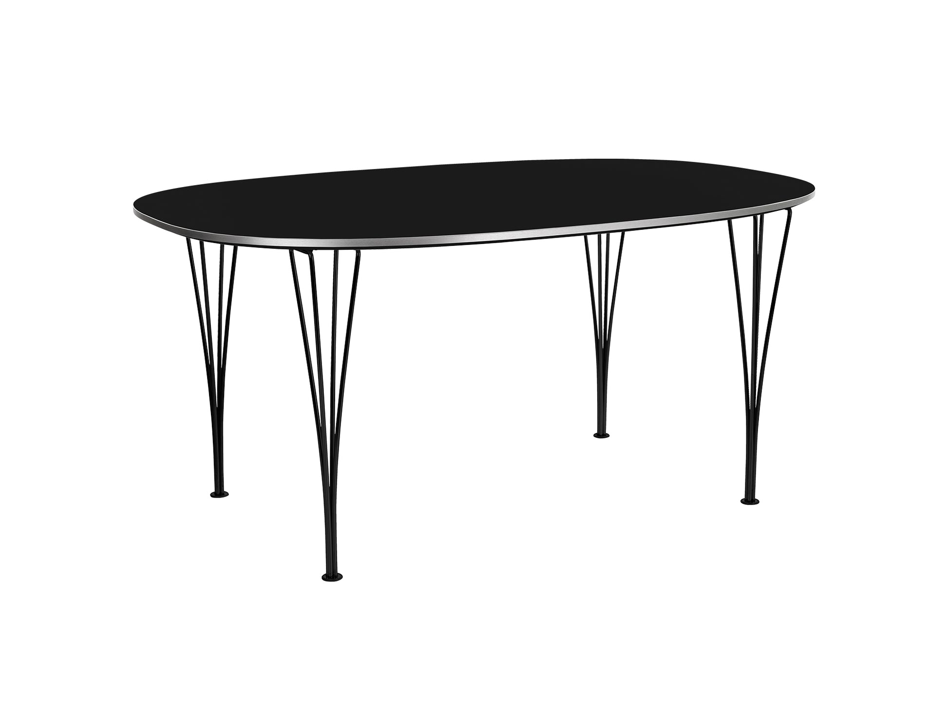 Superellipse Dining Table by Fritz Hansen - B613 / Black Laminate Tabletop / Black Steel Base