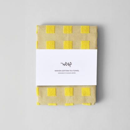 Squares Yellow/Oat Tea Towel by Wrap