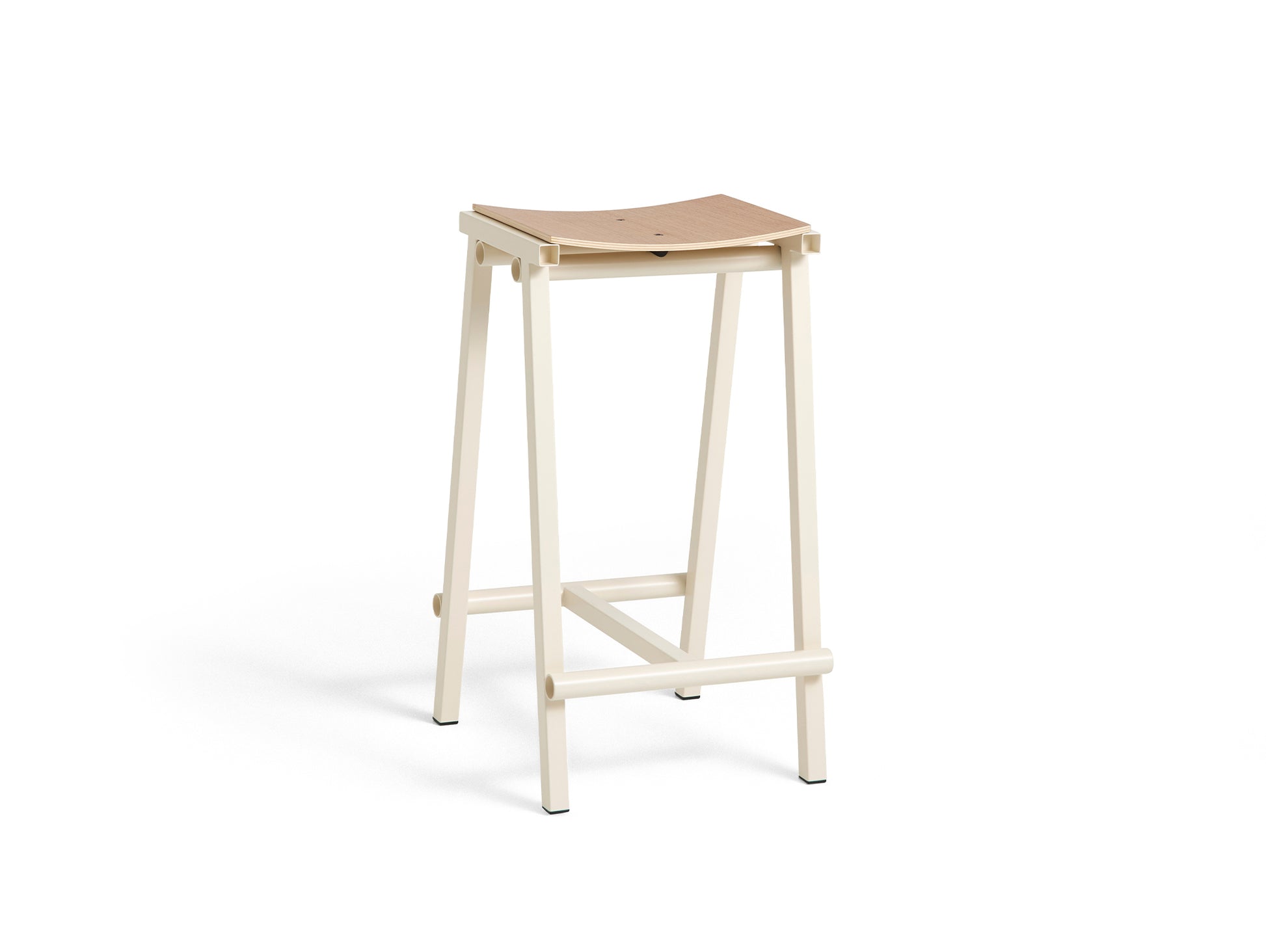 Taburete 8 Bar Stool by HAY - Low / Lacquered Oak Seat / Eggshell Base