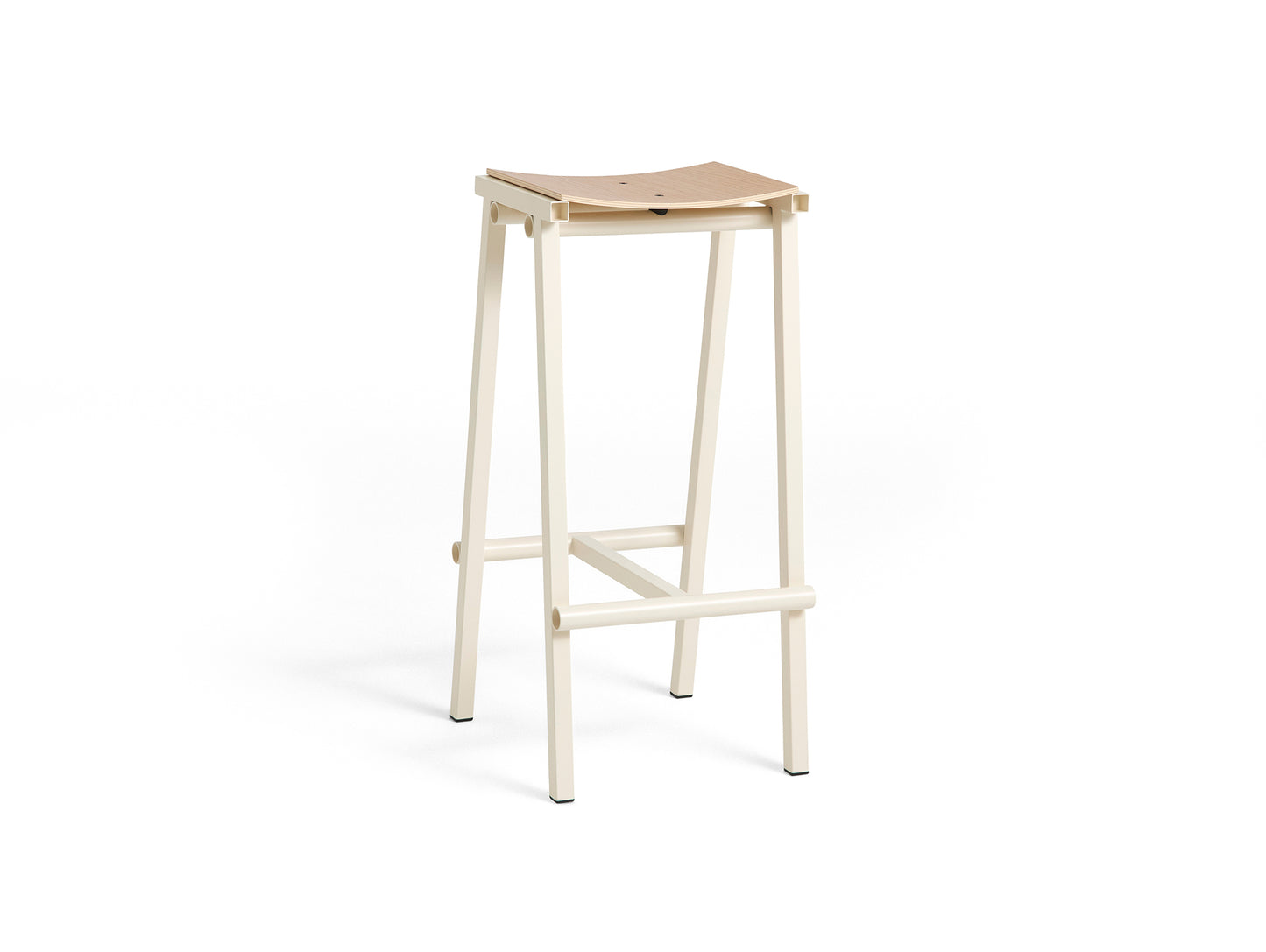 Taburete 8 Bar Stool by HAY - High / Lacquered Oak Seat / Eggshell Base