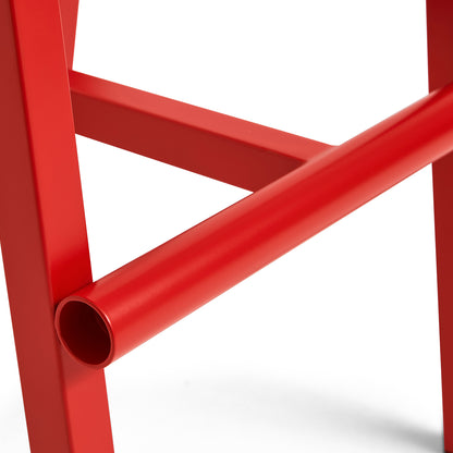 Taburete 8 Bar Stool by HAY - Lacquered Oak Seat / Signal Red Base