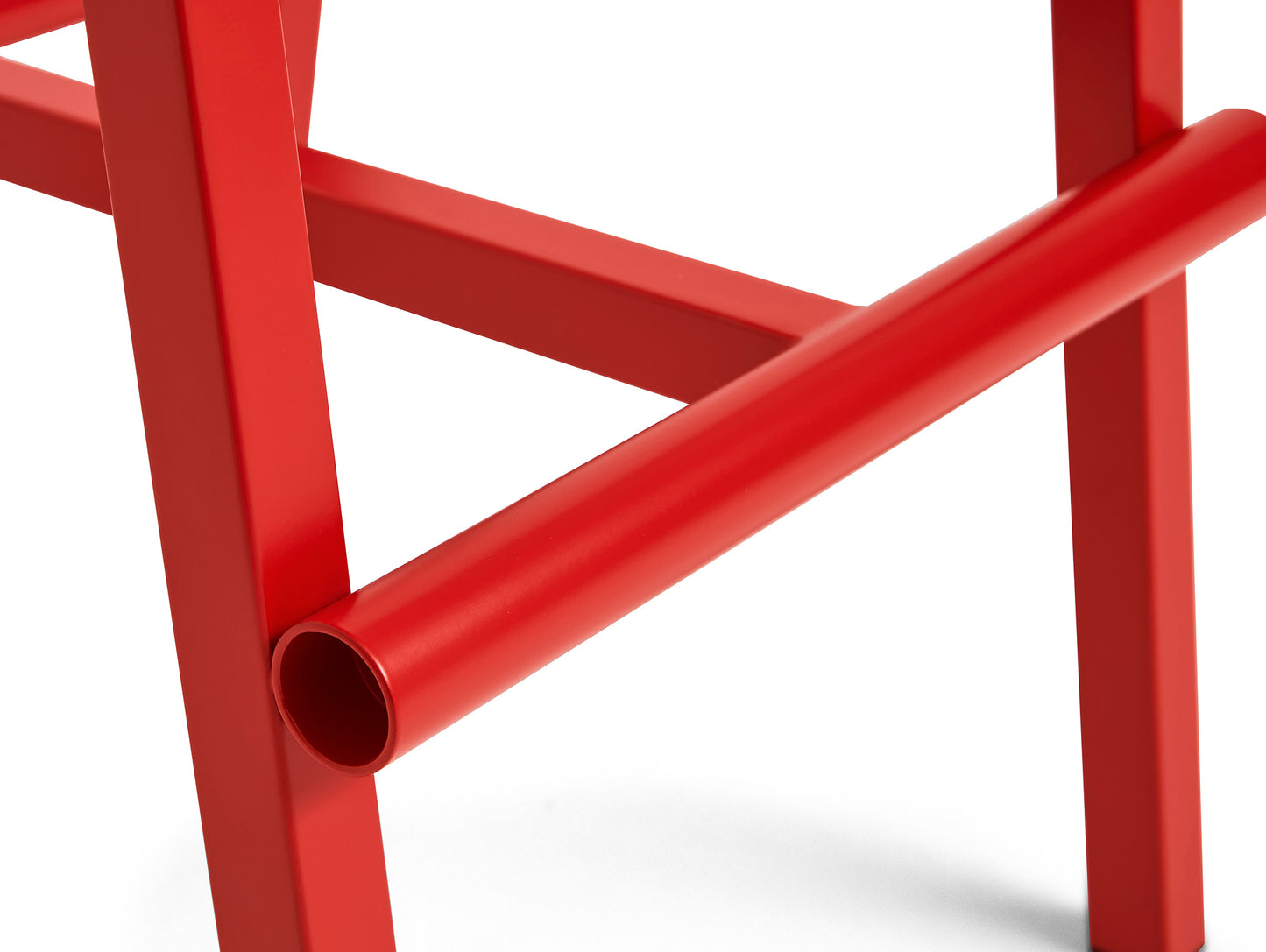 Taburete 8 Bar Stool by HAY - Lacquered Oak Seat / Signal Red Base