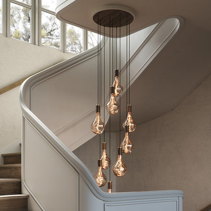 Nine Pendant with Voronoi II by Tala - White Canopy / Brass Grip with Walnut Pendants
