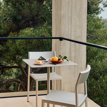 Terrazzo Table by HAY - Square Top (60 x 60 cm) / Sky Grey / Red Terrazzo