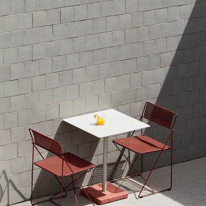 Terrazzo Table by HAY - Square Top (60 x 60 cm) / Sky Grey / Red Terrazzo
