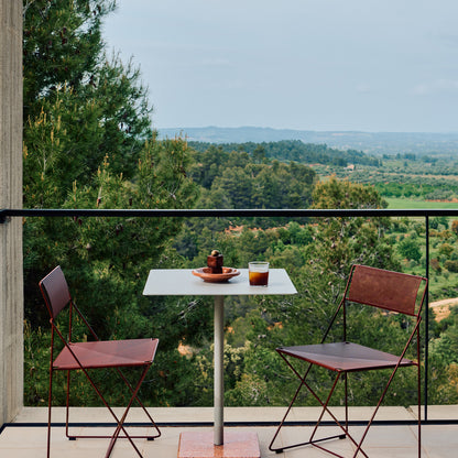 Terrazzo Table by HAY - Square Top (60 x 60 cm) / Sky Grey / Red Terrazzo