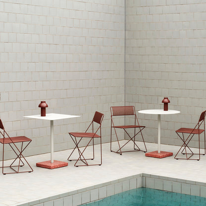Terrazzo Table by HAY - Square Top (60 x 60 cm) / Sky Grey / Red Terrazzo