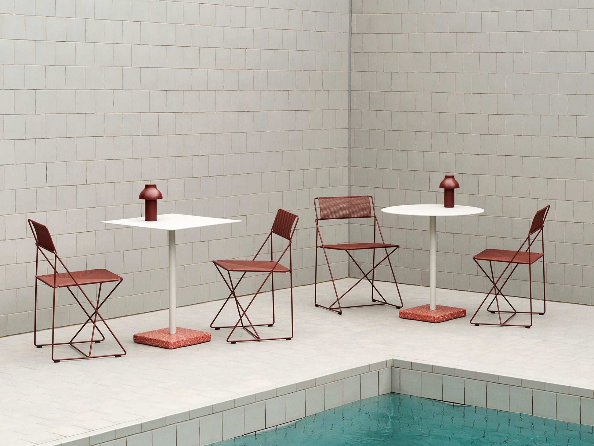 X-Line Chair Outdoor by HAY – Iron Red Powder-Coated Steel Frame / Iron Red Seat and Back