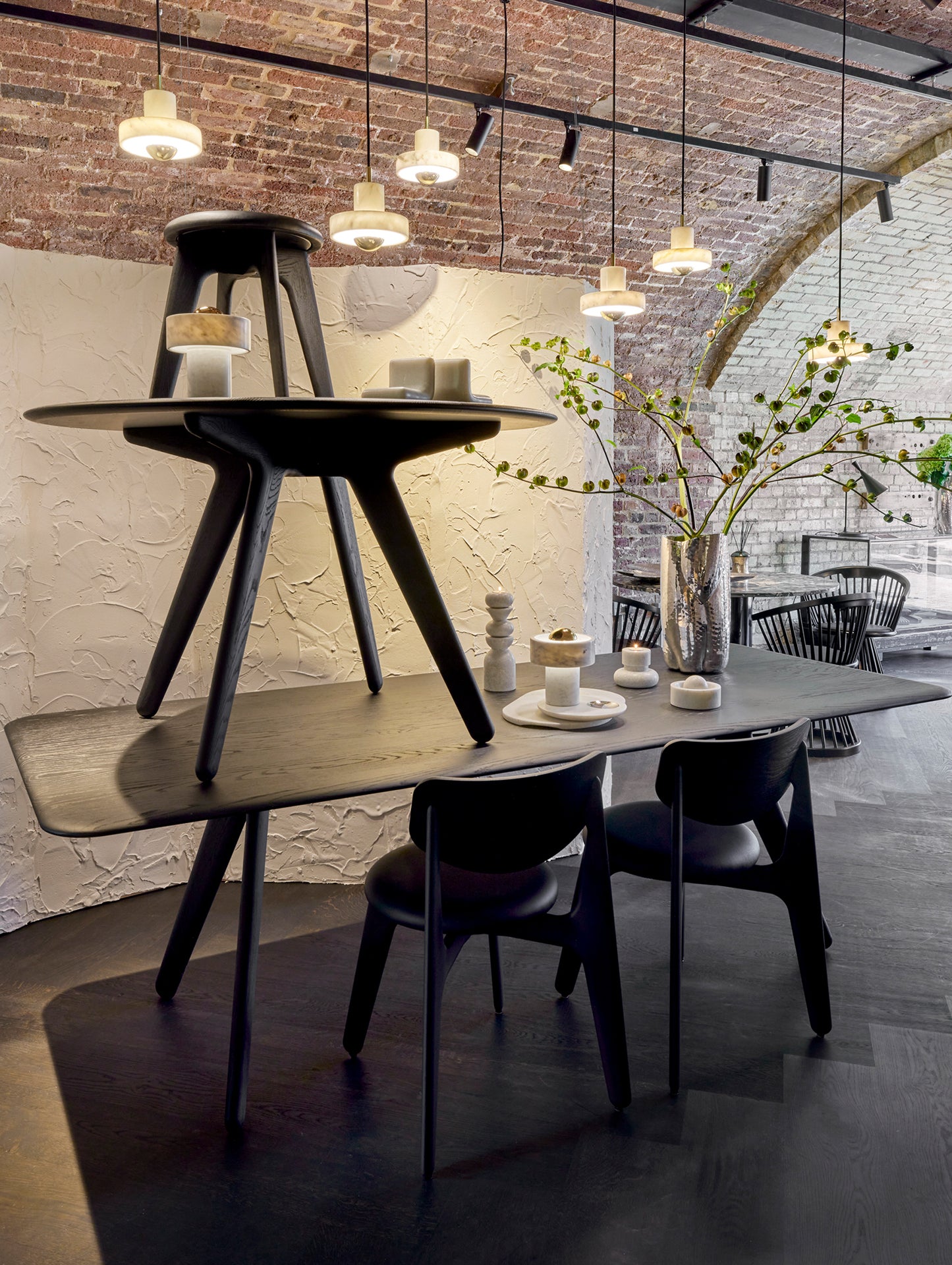 Slab Dining Chair Upholstered by Tom Dixon - Black Lacquered Oak / Black Leather