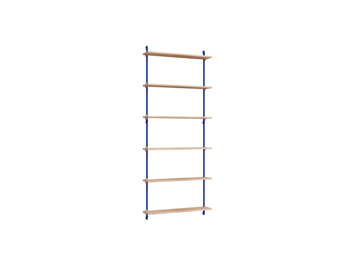 Wall Shelving System Sets (200 cm) by Moebe - WS.200.1 / Deep Blue Uprights / Oiled Oak