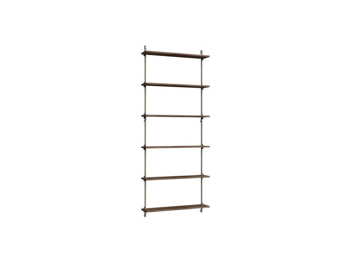 Wall Shelving System Sets (200 cm) by Moebe - WS.200.1 / Warm Grey Uprights / Smoked Oak